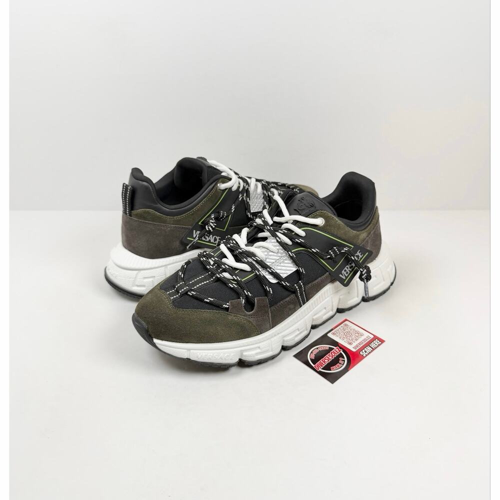 Size 12.5 - Versace trigreca olive suede NEW!
